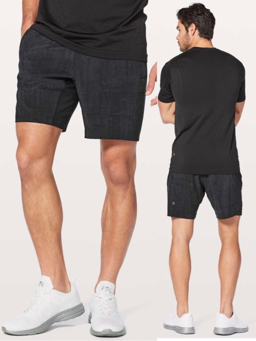 Lululemon | Grid Lines Deep Coal Black T.H.E. Short *Linerless | Size Medium
